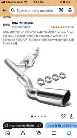 DNA MOTORING CBE-CS09-4853L-4DR Stainless Steel Cat Back Exhaust System [Compatible with 07-13 Silverado 1500/07-13 Sierra 1500 Crew/Extended Cab