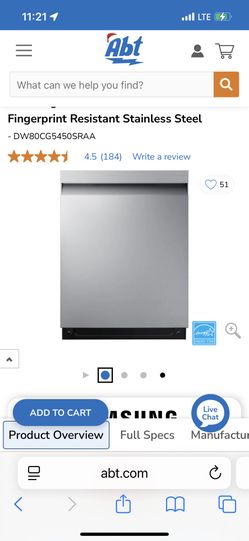 Samsung Dishwasher (New Not Open 1year Warranty From ABT)