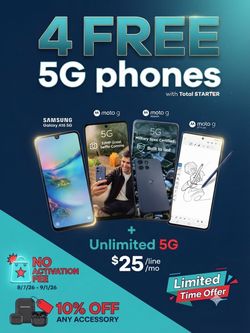 Total Wireless: 4 FREE 5G Phones + No Activation Fee + 10% Off Accessories