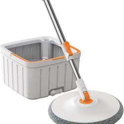 Mop and Bucket Set 360° Spin & Wringing System Reusable Microfibre Pad Wet and Dry Floor Cleaning
