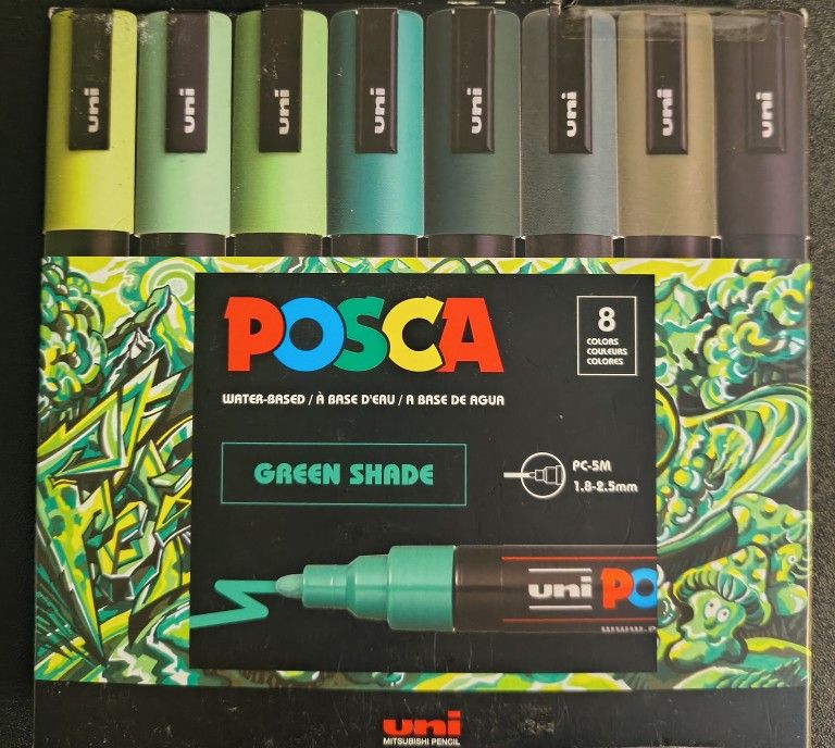 POSCA Water Based Green Shade 8 Colors PC-5M 1.8-2.5mm
