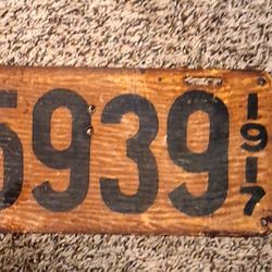 Original 1917 Ohio Metal Plate 