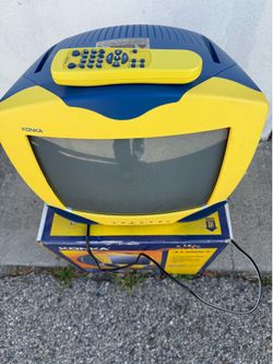 Vintage TV Television KONKA yellow in box with remote