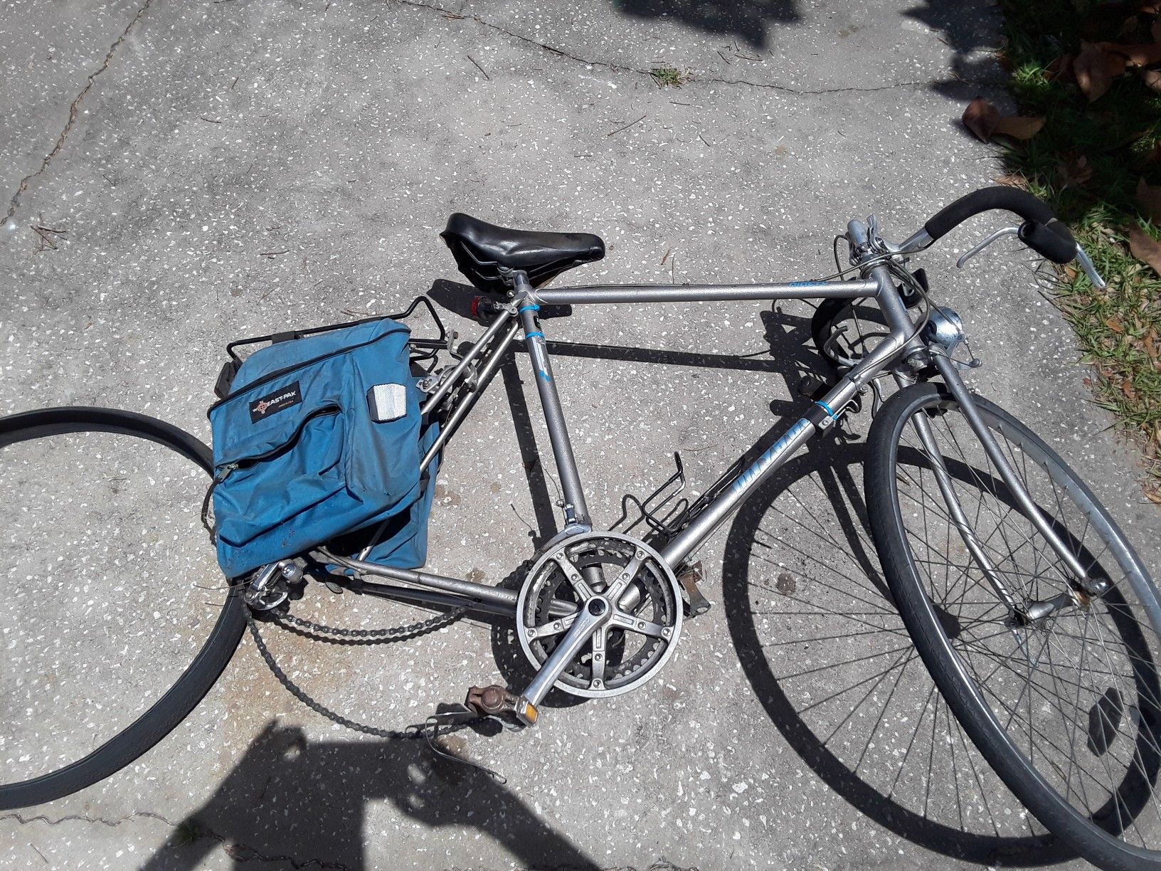 Miyata Ninety Road bike, 58cm triple butted frame, lights with generator. Just needs rear wheel. $100 firm.