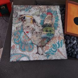 3 dimensional wooden chicken display plaque sign