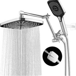 Wide Rain Shower Head with Handheld Spray Combo and Extention Arm, 12 Inch Waterfall Rainfall High Pressure