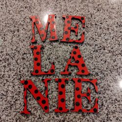 wood letters name Melanie set ladybug miraculous 5"