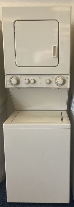 Bisque Whirlpool 24” Stacked Washing Machine and Electric Dryer Set (0-0110)