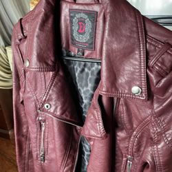 Faux Leather Burgundy Jacket