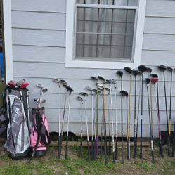 44 GOLF CLUBS 20 YOUTH & 24 ADULT DIFFERENT TYPES OF CLUBS CALLAWAY,  RAMS, NIKE, TITILEST AND OTHERS 