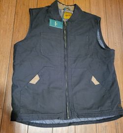 Venado Men's Concealed Carry Black Canvas Quilted Vest Full Zip Utility Size XL / NEW