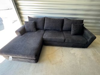Dark Gray Fabric Sectional Sofa with Chaise