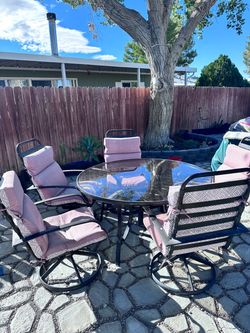 Round table with five chairs