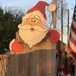 Christmas Santa On Fence 