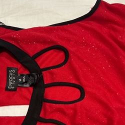 New Women Red N Black Beautiful Short Dress Size 14 Only