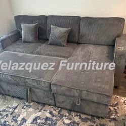 ✅️✅️Gray   Color Convertible Sectional W/ Cup Holder & W/ USB Port✅️✅️