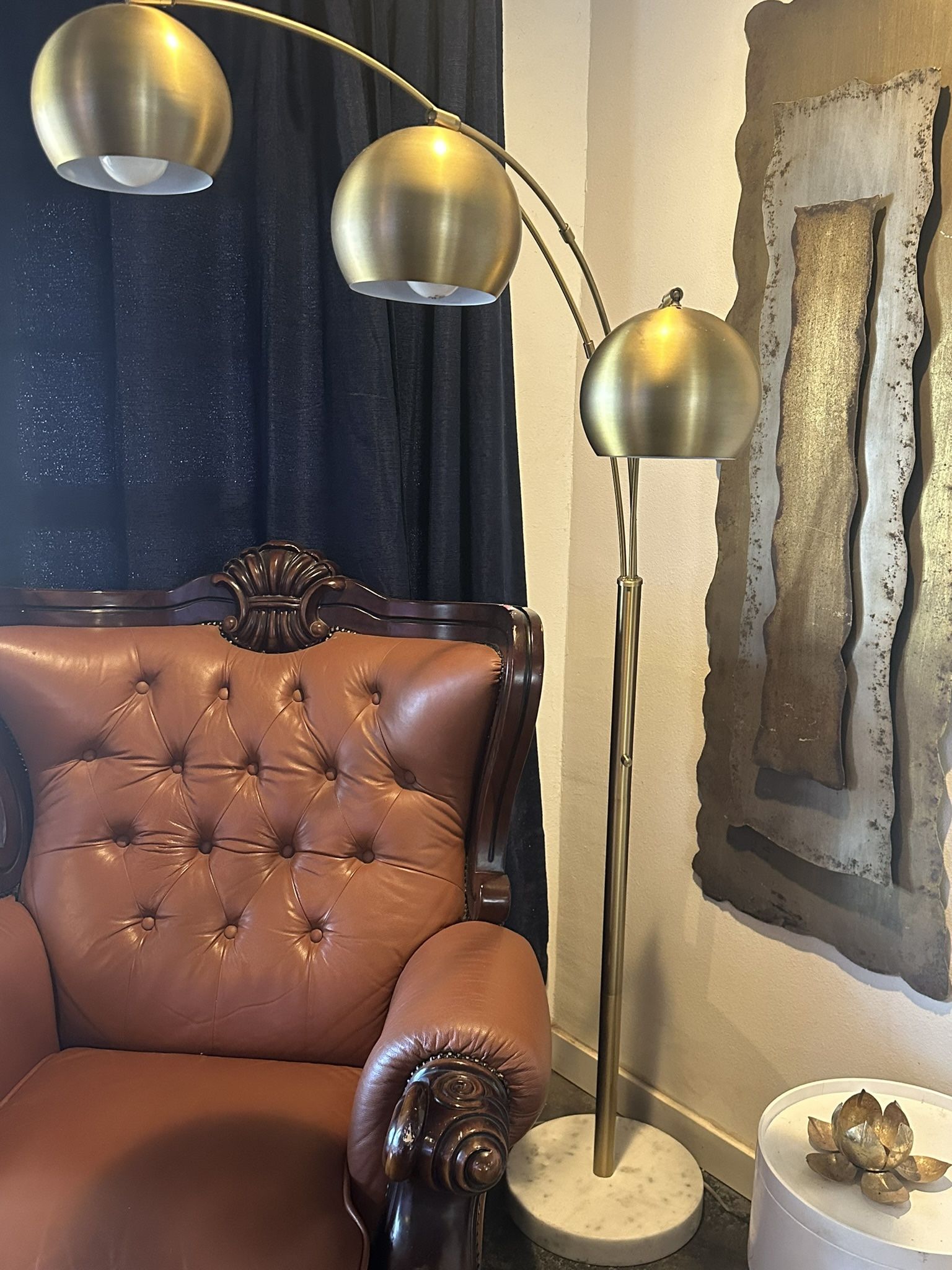 Modern Gold 3 Shade Arc Floor Lamp