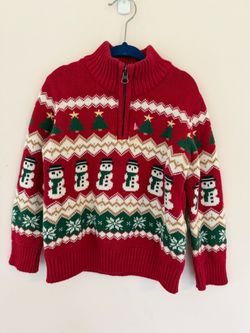 Kids Christmas Knit Quarter-Zip Sweater 4T