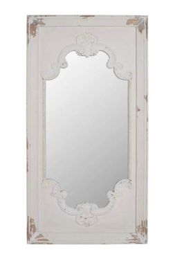 Large White Rectangular Wall Mirror Wood Frame 54”