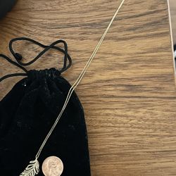 Italian Gold Feather Pendant On 16" Chain 