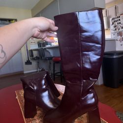 Knee High Burgundy Boots