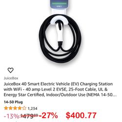 JuiceBox 40 Smart Electric Vehicle (EV)  Charging Station With WiFi - 40 Amp Level 2 EVSE, 25 Foot Cable 