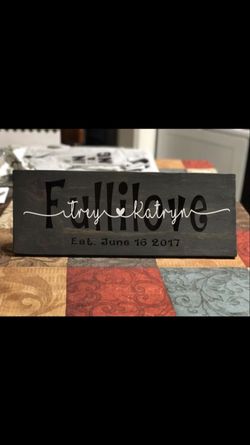 Wedding or Anniversary gift wooden name plaque
