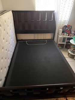 Dark cherry/ brown queen bed frame