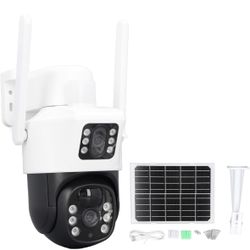 Solar Security Camera, Solar Powered WiFi Security Camera, 10800mAh HD 3MP Outdoor Surveillance with Night and PIR Motion Detection for Round-The-Cloc