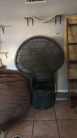 black wicker peacock chair