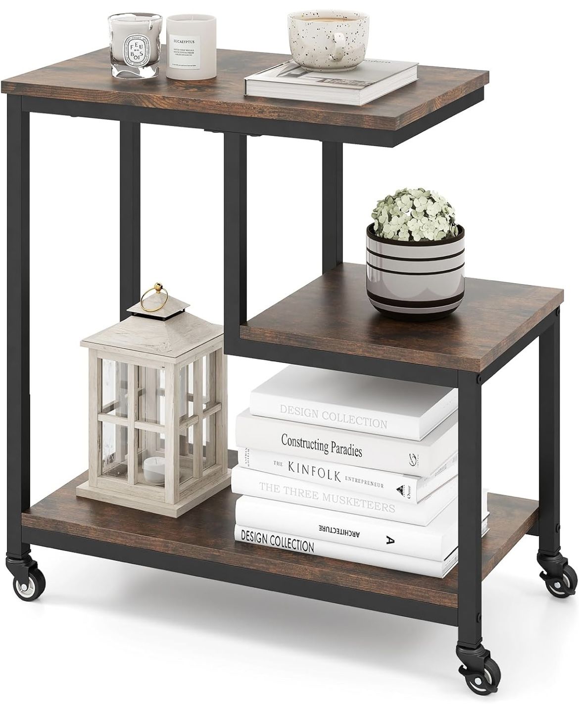 Giantex 3-Tier Side Table with Wheels, G-Shaped For Sale $18.00 50%+ OFF Retail $37.99 NEW IN BOX