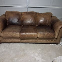 Vintage Brown Leather Couch 