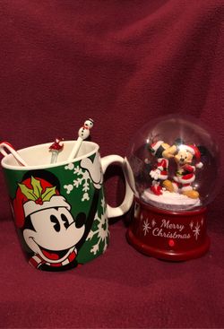 Christmas Mickey Mouse Huge Mug Mixers + Snow Globe!!