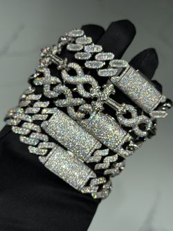Heavy VVS Moissanite Cuban Bracelets PASS DIAMOND TESTER