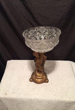 17 inch cherub angel candy dish Crystal glass dish