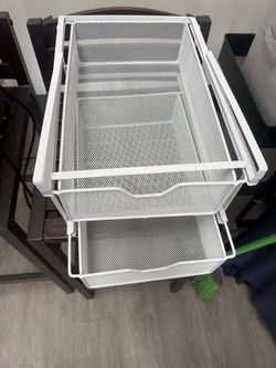 White Metal Mesh 3-Tier Storage Organizer