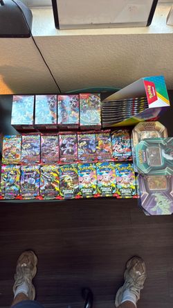 Pokémon TCG Sealed Lot — 4 Booster Bundles, 3 Tins, 24 Loose Packs — Destined Rivals, Pitch Black + More