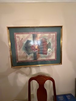 Framed Abstract Art Print with Gold Frame