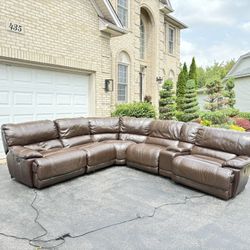 FREE DELIVERY 🚚  Ashley furniture Real Leather brown, Couch, sofa sectional recliner electric