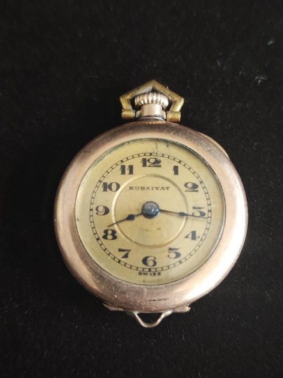 Vintage Ladies Early RUBAIYAT Conversion Wrist Watch,15 Jewels Swiss Gold Plated