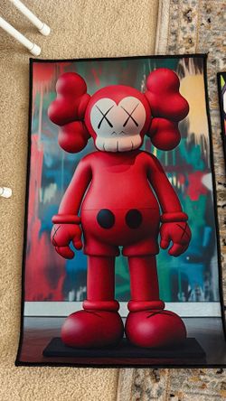 Red KAWS Companion Inspired Decorative Rug – Brand New