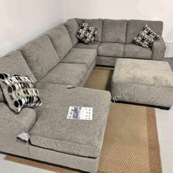 Platinum Grey U Shape Modular Sectional Couch With Chaise Set Right/Left Face 🔥$39 Down Payment with Financing 🔥 90 Days same as cash