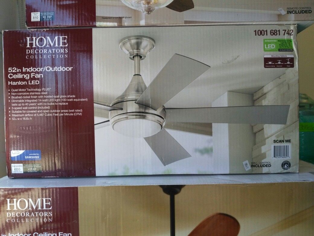 Home decorators collection Indoor/outdoor ceiling fan halon led