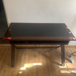 Wooden Desk With Glass Insert