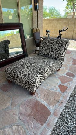 Zebra Print Upholstered Chaise Lounge