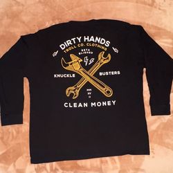 Dirty Hands Clean Money~ Black long sleeve shirt~ Size 3x~ Brand New