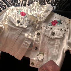 Girls Disney Cream Denim Jacket 