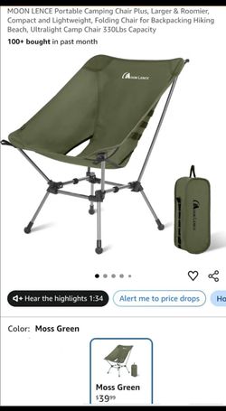 MOON LENCE Portable Camping Chair Plus Larger Roomier Compact & Lightweight