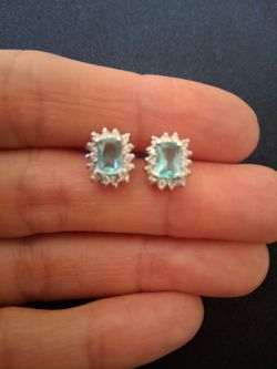 925 Sterling Silver Aquamarine Earrings