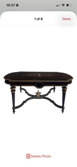 Mid 19th Century French Napoleon III Ebonized "Boulle" Bronze Inlay Desk With Drawer